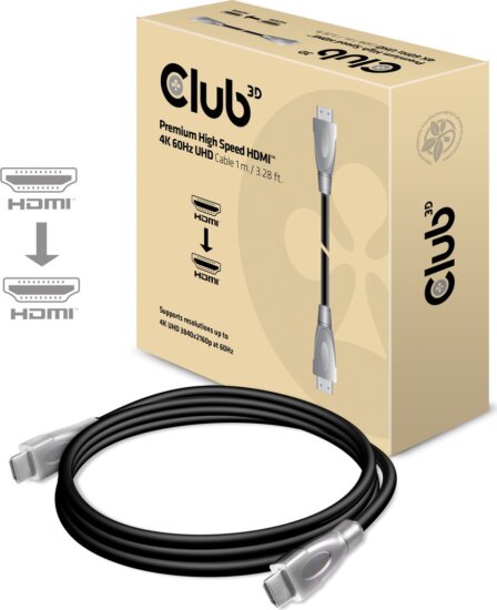 Club3D HDMI 2.0 - HDMI 2.0 1m 4K60Hz Prémium Kábel Fekete