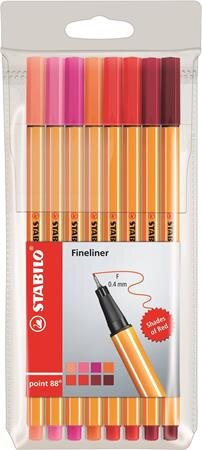 Stabilo Point 88 0.4mm Tűfilc készlet piros 8 szín