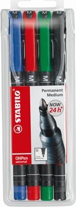 Stabilo OHPen M 1mm Alkoholos marker készlet - 4 szín