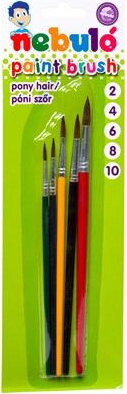Nebuló No. 2-4-6-8-10 Kerek pónilószőr ecset készlet festett fanyéllel