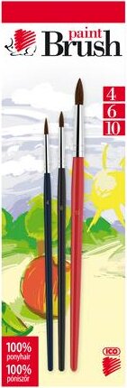 ICO Süni No. 4-6-10 Pónilószőr ecset készlet festett fanyéllel