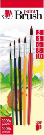 ICO Süni No. 2-4-6-8-10 Pónilószőr ecset készlet festett fanyéllel