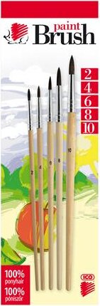 ICO Süni No. 2-4-6-8-10 Pónilószőr ecset készlet natúr fanyéllel