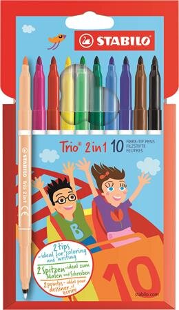 Stabilo Trio 2 in 1 0.5mm Kétvégű filctoll készlet 10 szín