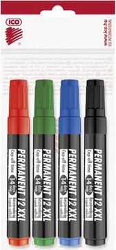 ICO Permanent 12 XXL 1-4mm Alkoholos marker készlet 4 szín