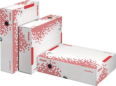 Esselte Speedbox A4 Archiváló doboz 80 mm újrahasznosított karton felfelé nyíló - Fehér