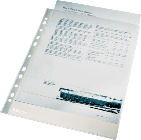 Esselte Luxus A4 lefűzhető 105 mikron víztiszta felületű genotherm (100 db / csomag) Esselte Luxus A4 lefűzhető 105 mikron víztiszta felületű genotherm (100 db / csomag)