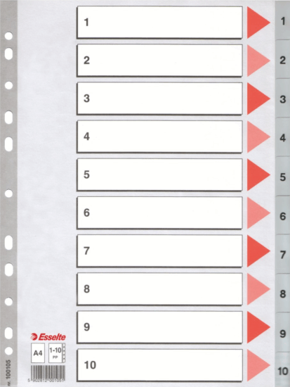 Esselte A4 Műanyag regiszter- Szürke Esselte A4 Műanyag regiszter- Szürke