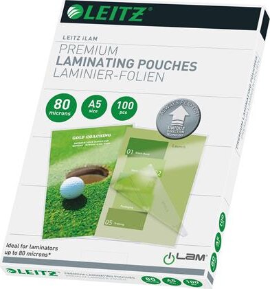 Leitz iLam 80 mikron A5 fényes lamináló fólia (100 db / csomag)