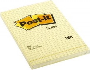 3M 102x152mm kockás öntapadó jegyzettömb (100 lap) - Sárga