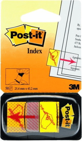Post-it 25x43mm aláírás ikonos jelölőcímke (50 lap) - Sárga