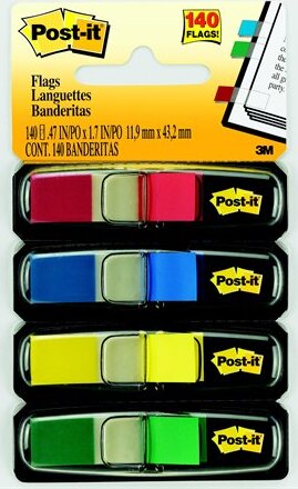 3M POSTIT12x44 mm műanyag jelölőcímke - Vegyes szín 4x35 lap