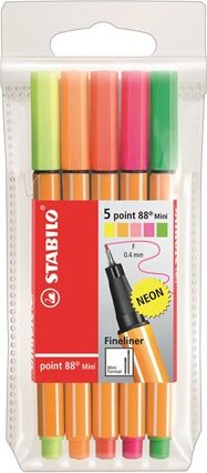 Stabilo Point 88 Mini Neon 0.4mm Tűfilc készlet 5 szín Stabilo Point 88 Mini Neon 0.4mm Tűfilc készlet 5 szín