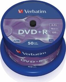 Verbatim 43550 AZO DVD+R lemez Hengerdobozban 50db