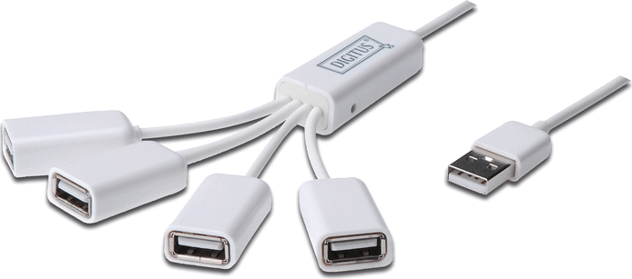 Digitus USB 2.0 4-portos Mini HUB, Slim Spider