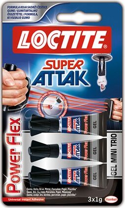 Henkel Loctite Super Attak Mini Trio PowerFlex Pillanatragasztó gél 3 x 1 g