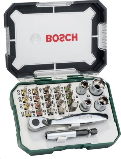 Bosch 2607017322 Csavarozófej és Dugókulcs készlet - 26 részes