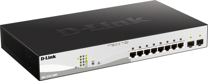 D-Link DGS-1210-10MP Gigabot PoE+ Switch - Fekete D-Link DGS-1210-10MP Gigabot PoE+ Switch - Fekete