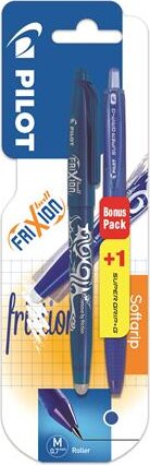 Pilot Frixion Ball Rollertoll - 0,35 mm/ Kék + Super Grip G Nyomógombos Golyóstoll - Kék