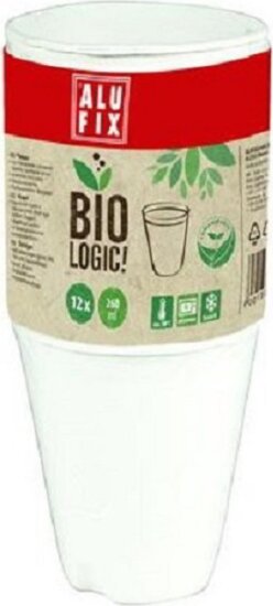 AluFix BioLogic 260ml Műanyag Pohár - Fehér (12 db)