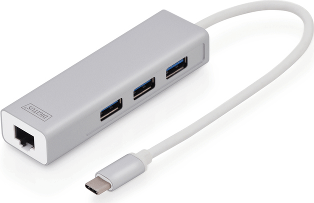 Digitus DA-70255 USB 3.0 HUB + Ethernet (3+1 port) Ezüst