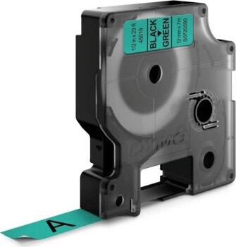 Dymo D1 Feliratozógép szalag 12mm / 7m - Zöld alapon fekete