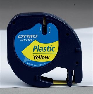Dymo Letratag 12mm Feliratozógép szalag - Sárga alapon fekete