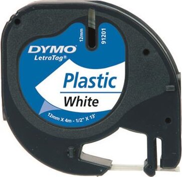 Dymo Letratag 12mm Feliratozógép szalag - Fehér alapon fekete