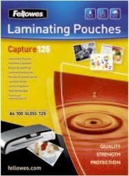 Fellowes 125 mikron 54x86 fényes lamináló fólia (100 db / csomag)