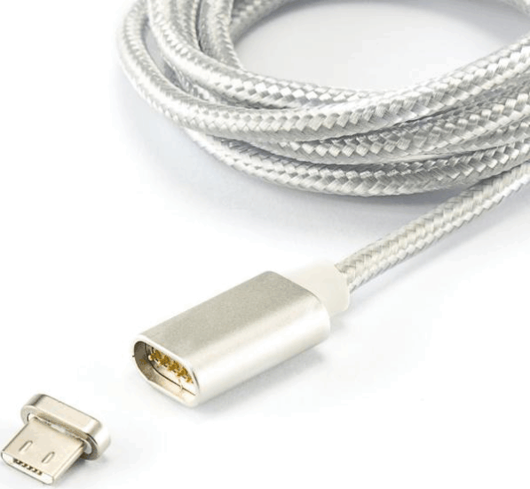 Sbox MAGNETIC-MUSB USB apa - MicroUSB apa mágneses adatkábel 1m - Ezüst