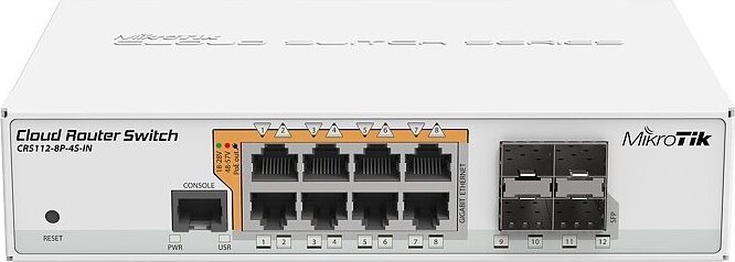 MikroTik CRS112-8P-4S-IN L5 PoE Gigabit Cloud Switch - Fehér MikroTik CRS112-8P-4S-IN L5 PoE Gigabit Cloud Switch - Fehér