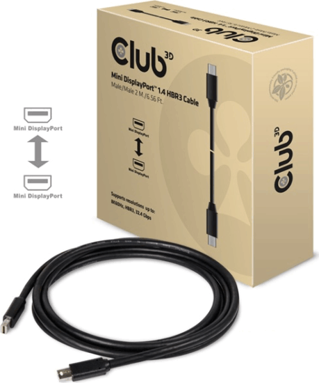 Club3D Mini Displayport - Displayport 2m Adapter kábel Fekete