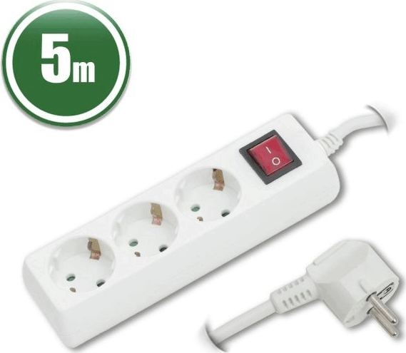 Delight Hálózati elosztó 3 aljzat kapcsolós 5m