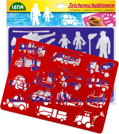 Lena 65773 2 db-os rajzolósablon - közlekedési eszközök Lena 65773 2 db-os rajzolósablon - közlekedési eszközök