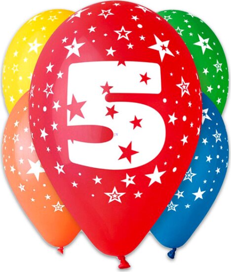 Godan GS110/5 Színes számos lufi 5 - 5 darabos