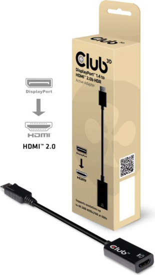 Club3D Displayport 1.4 - HDMI 2.0a adapter Fekete Club3D Displayport 1.4 - HDMI 2.0a adapter Fekete