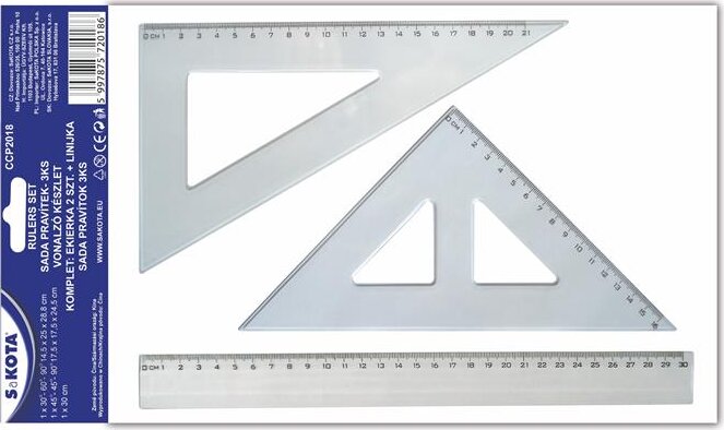 Sakota CCP2018 Műanyag Vonalzókészlet - 3 darabos Sakota CCP2018 Műanyag Vonalzókészlet - 3 darabos