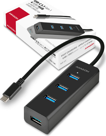 Axagon HUE-S2C USB 3.1 Type-C HUB (4 x USB 3.0 port) Fekete