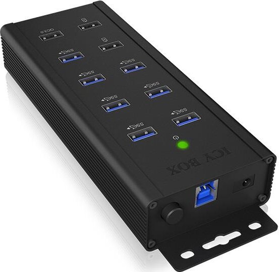 IcyBox IB-HUB1703-QC3 USB 3.0 HUB (7+3 port) Fekete