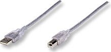 Manhattan USB 2.0 összekötő kábel A-B M/M 5m ezüst