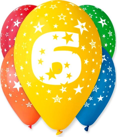 Godan GS110/6 Színes számos lufi 5 darabos - 6