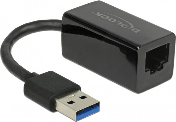 Delock 65903 USB-A 3.0 apa - RJ45 anya adapter - Fekete Delock 65903 USB-A 3.0 apa - RJ45 anya adapter - Fekete