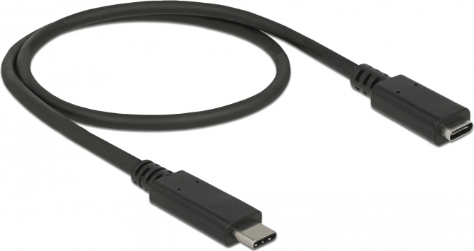 Delock 85532 USB-C apa > USB-C anya Hosszabbító kábel 0.5m - Fekete Delock 85532 USB-C apa > USB-C anya Hosszabbító kábel 0.5m - Fekete