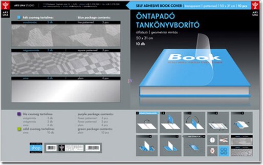 Ars Una 93824477 Öntapadós A4 tankönyv- és füzet borító fólia - Geometria mintás 10 ív