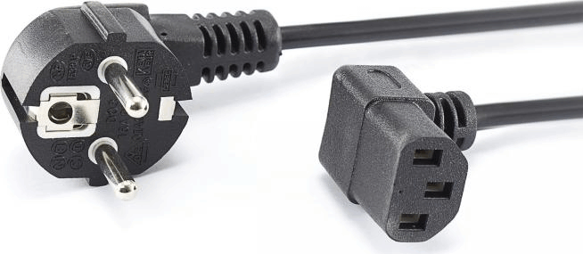 Sbox POWER-UGAONI PC-SCHUKO 220V hálózati tápkábel 2m 90°-os Fekete