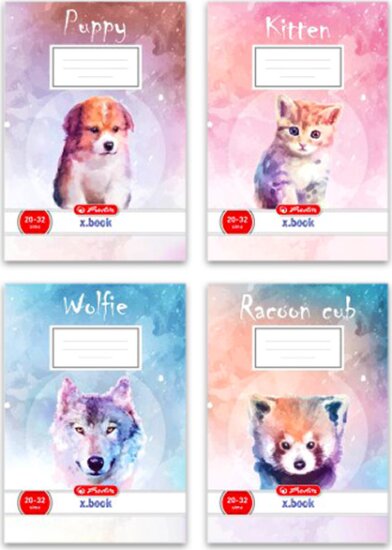 Herlitz Xbook: Állatos 32 lapos A5 1. osztályos vonalas füzet - Többféle