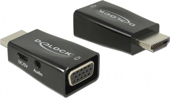 DeLOCK HDMI Type-A apa -> D-Sub anya adapter audióval - Fekete DeLOCK HDMI Type-A apa -> D-Sub anya adapter audióval - Fekete