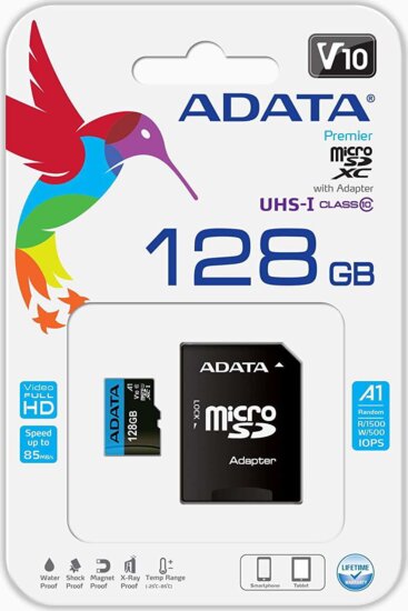 ADATA 128GB Premier microSDXC UHS-I CL10 memóriakártya + Adapter ADATA 128GB Premier microSDXC UHS-I CL10 memóriakártya + Adapter