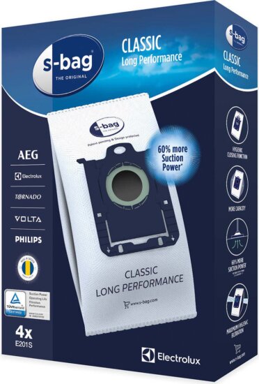 Electrolux E201S S-Bag Classic Long Performance Porzsák (4db/csomag)