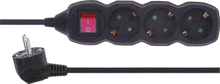 Emos 220V Hálózati elosztó kapcsolóval 1,5m - Fekete